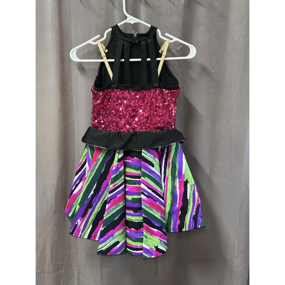Revolution Dancewear Costume Vibrant colors Pink Size Large Child LC Pink Sequin